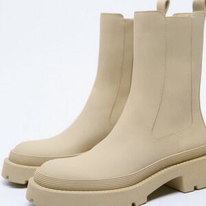 Zara | Shoes | Zara Leather Lug Sole Ankle Boots With  display picture 1